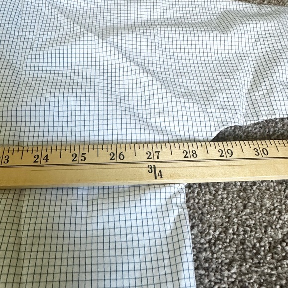 COS Women’s 3/4 Sleeve 1/4 Button Up Blue White Grid Print High Low Hem Size 6 - Picture 8 of 9